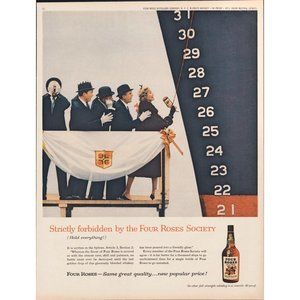 1959 Four Roses Bourbon Vintage Print Ship Christening Godmother Wall Art Decor